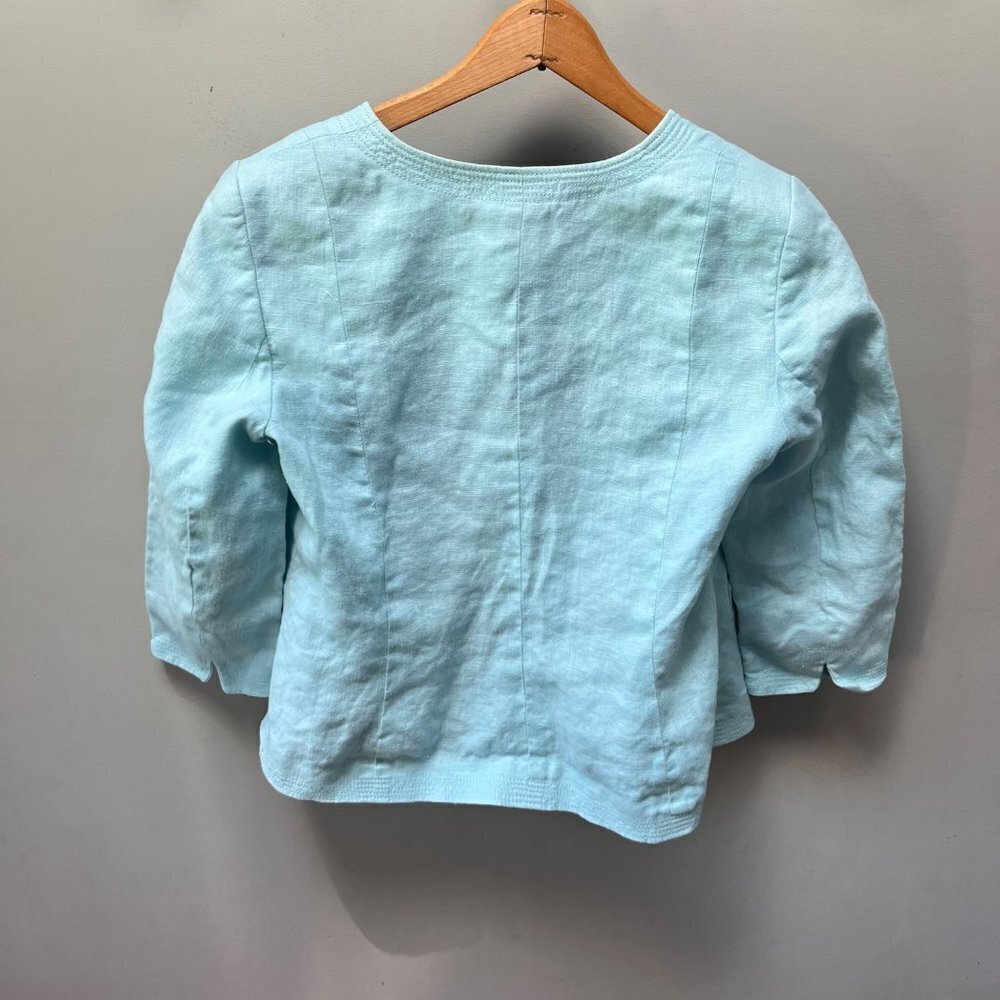 Talbots Open Front 100% Linen Blazer, Size 6p - image 2